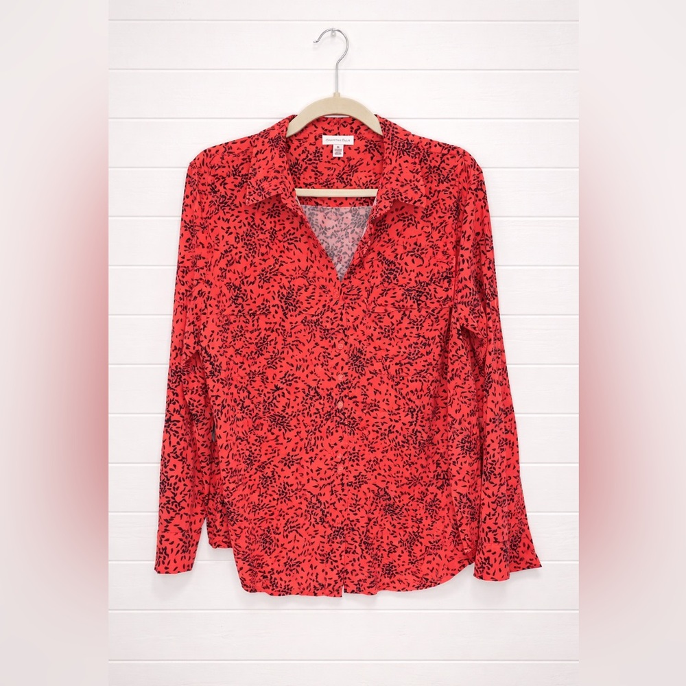 Charter Club Red and Black Patterned Blouse